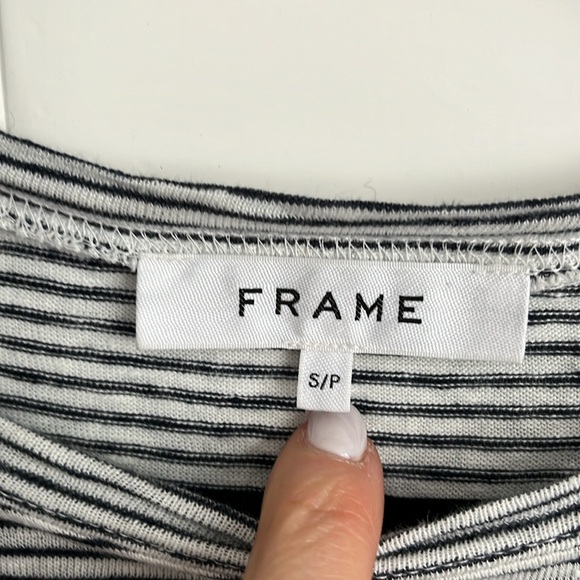 Frame Side Cinch Muscle Tee Navy/White Stripe Size S - Picture 4 of 8